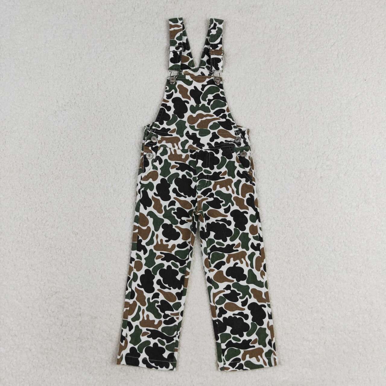Kids Brown Camo Dnim Overall Pants