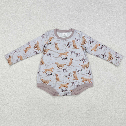 Baby Boys Hunting Dog Duck Long Sleeve Romper