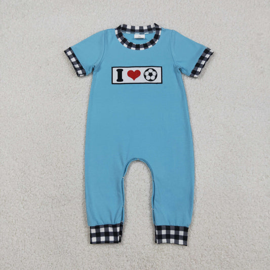 SR3369 I Love soccer  Baby Boys Short Sleeve Romper
