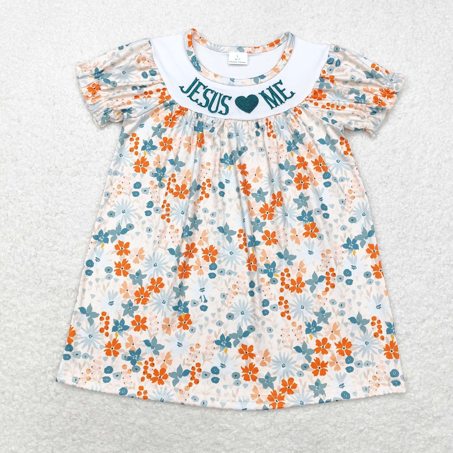 GSD1387  Jesus Love Me Floral Short Sleeve Dress