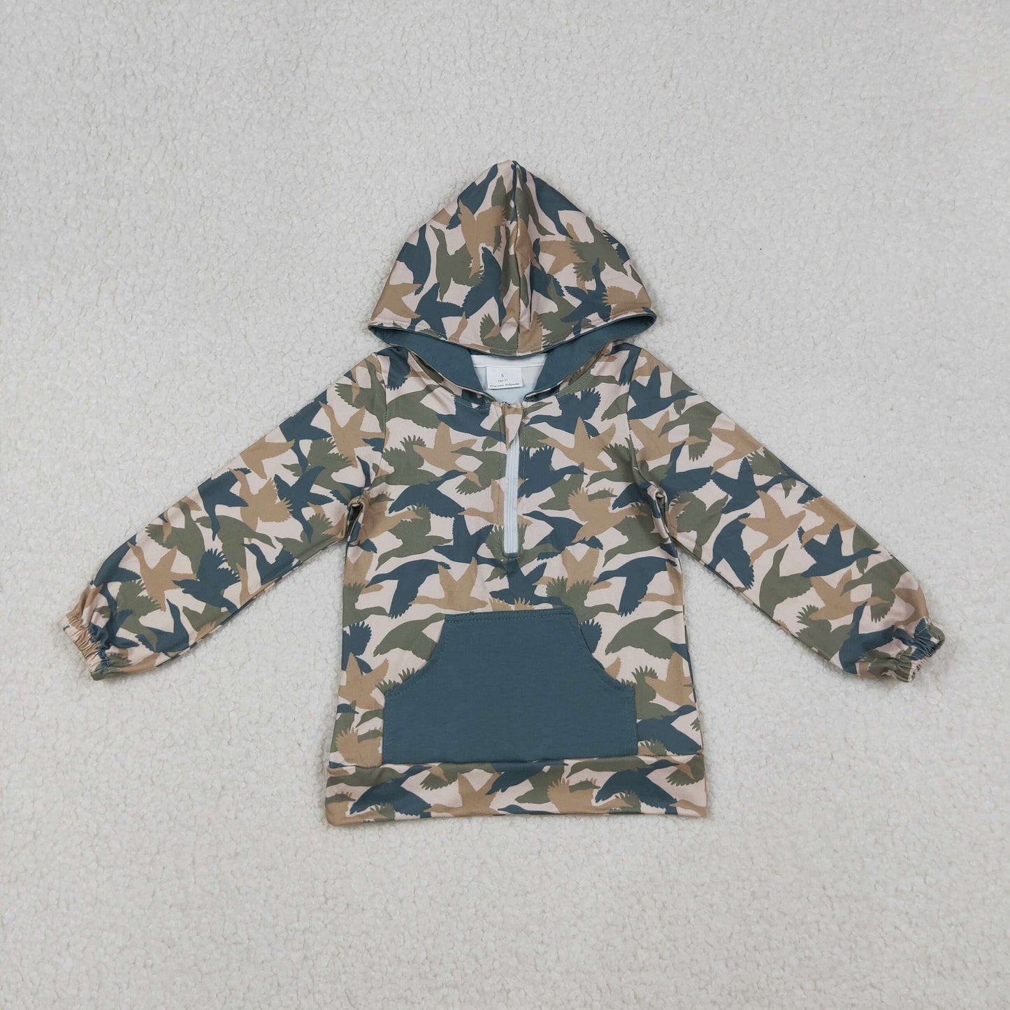 BT1301 Baby Boys Hunting Duck Camo Zip Hoodie Top With Pocket