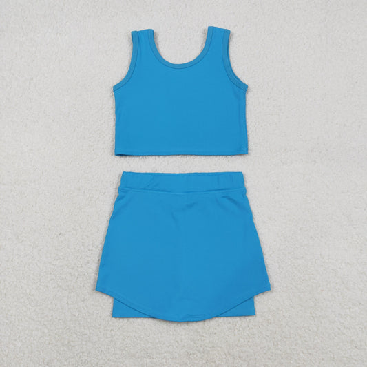 GSD2659 Baby Girls Blue Sleeveless Tank Top Skort Set
