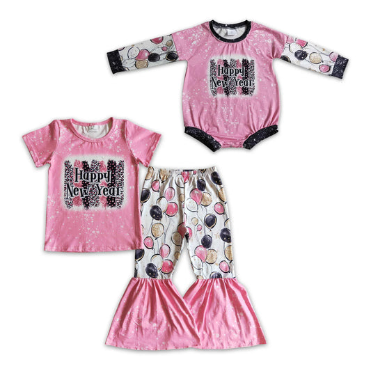 Toddler Baby Girls Sister Happy New Year Set and Romper