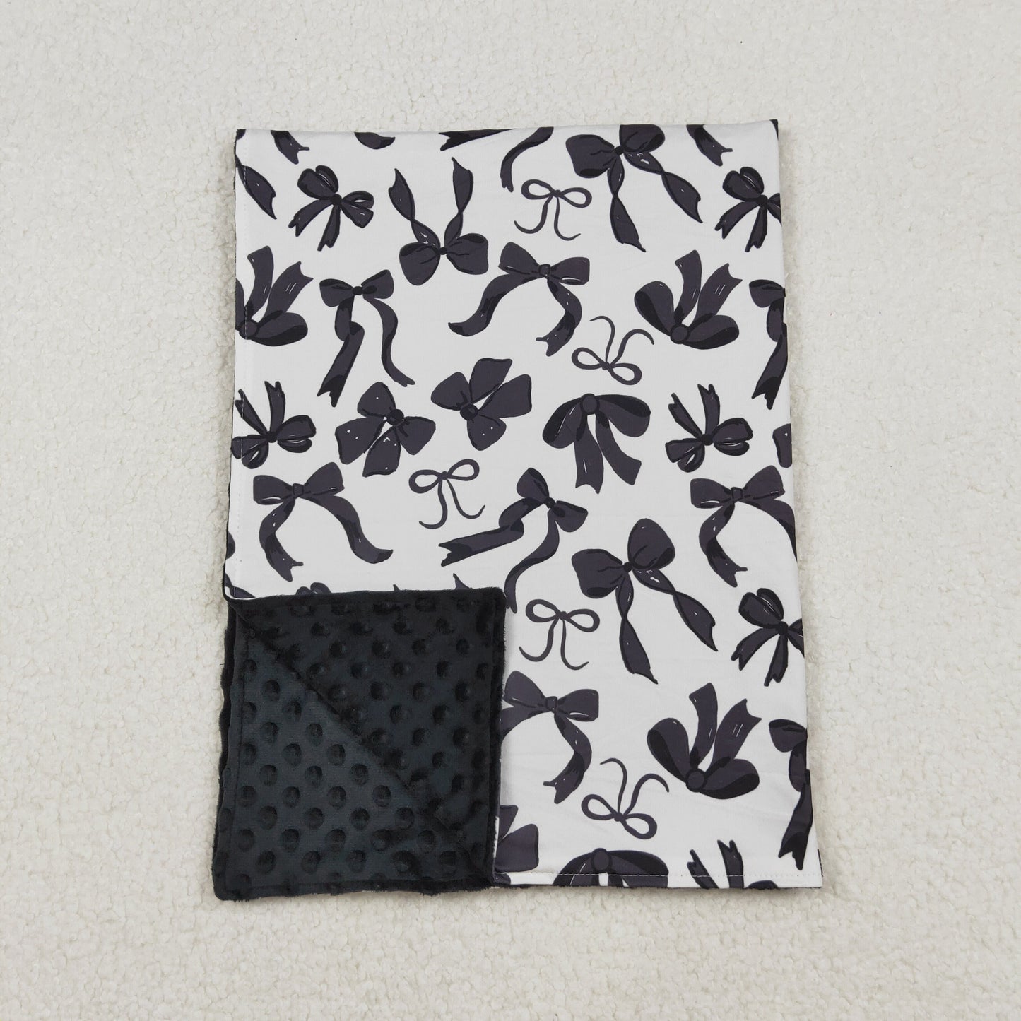 BL0217 Baby Girls  Black Bow Blanket