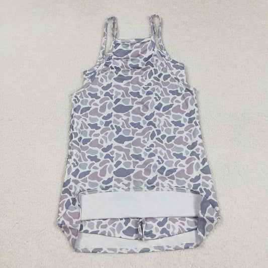 GSD2733 Adult Women Grey Camo Strap Yoga Dress