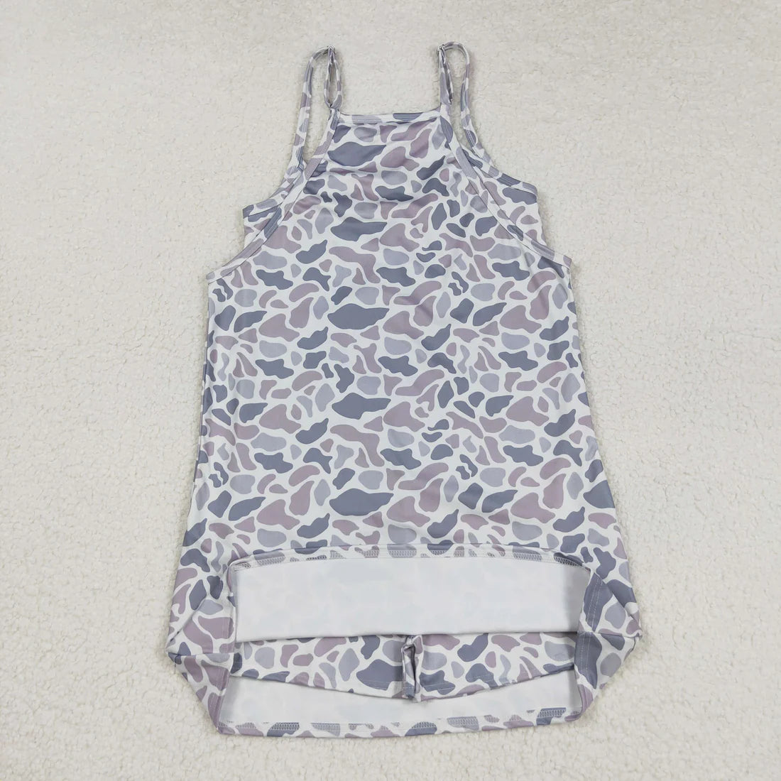 Mama And Me Strap Grey Camo Pockets Yoga Shorts Dresses