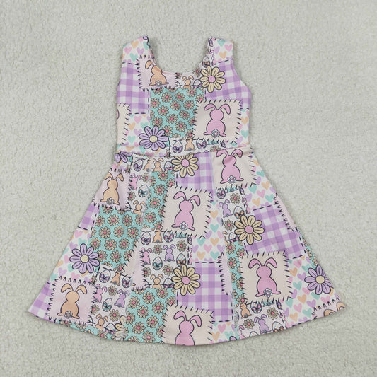 GSD3051 Baby Girls Easter Bunny Patch Sleeveless Active Dress
