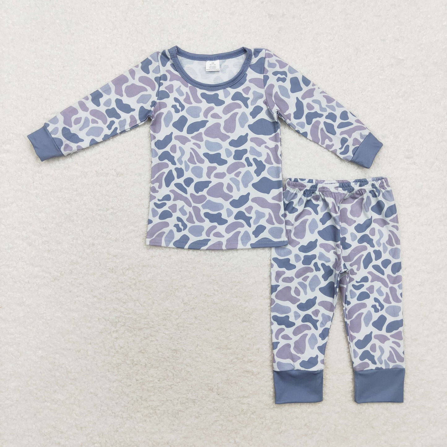 BLP0709 Baby Boys Grey Camo Long Sleeve Bamboo Pajama Set