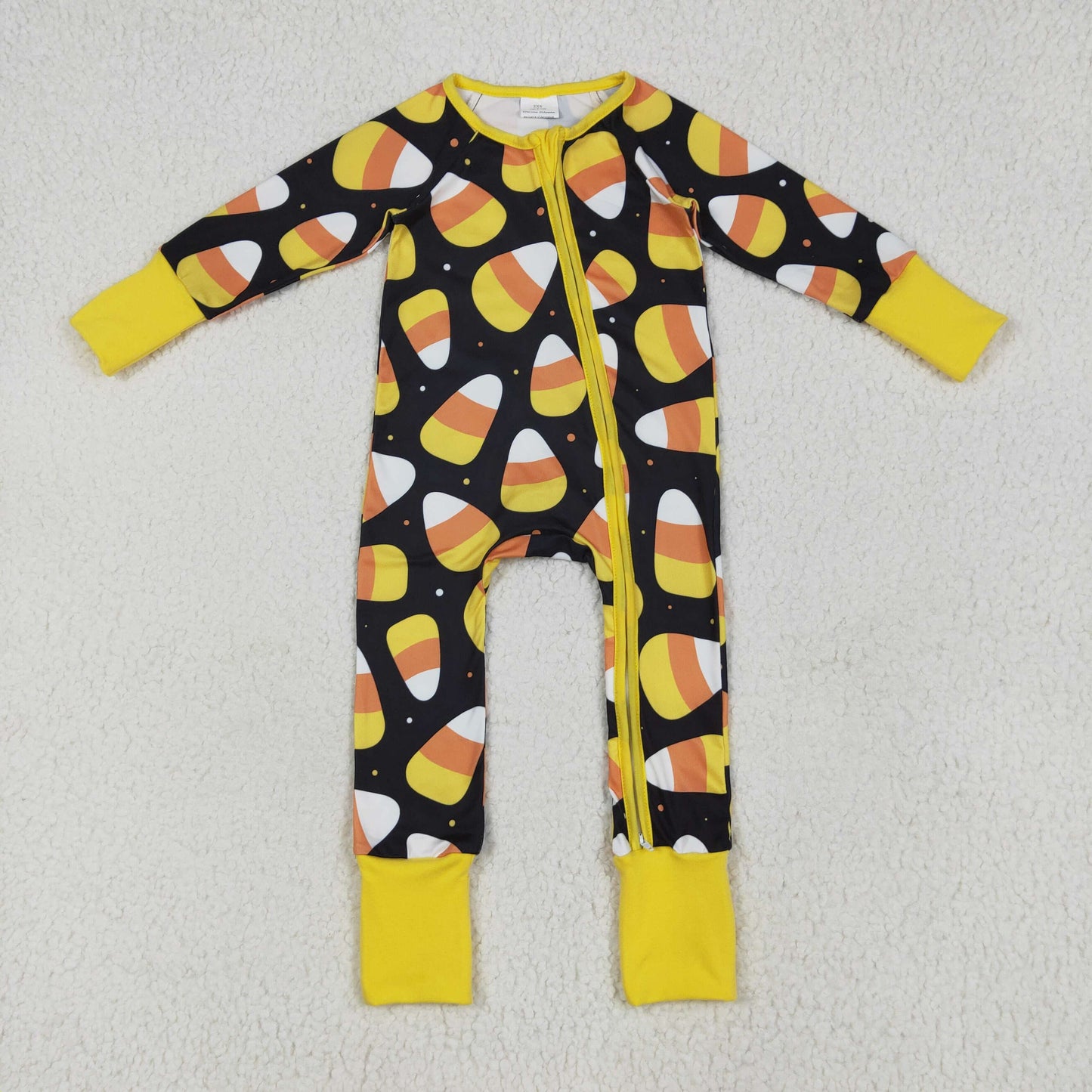 Baby Girls  Hallowen Candy Corn Long Sleeve Zipper Romper