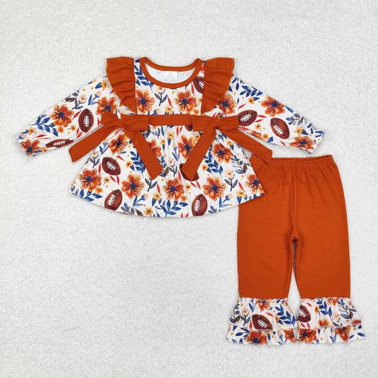 Baby Girls Fall Flower Football Outfit