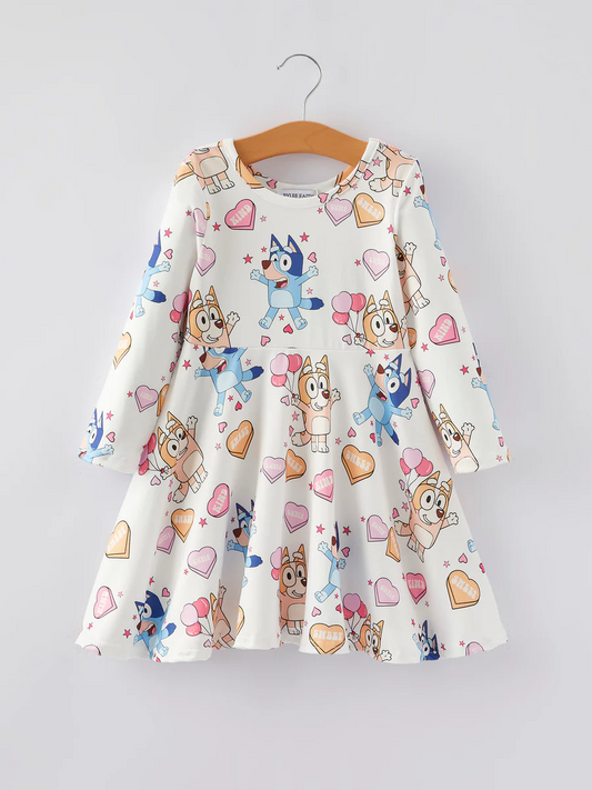 Baby Girls Valentine's Day  Cartoon Dog Dress Preorder 5 MOQ