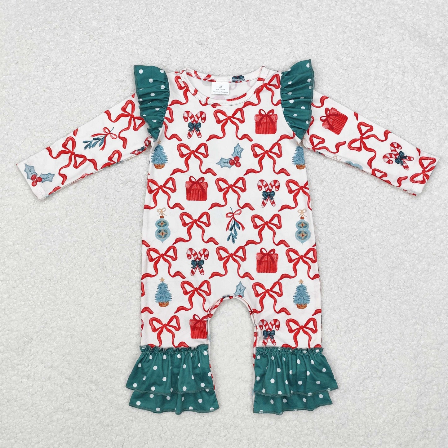 Baby Girls Christmas Tree Bow Romper