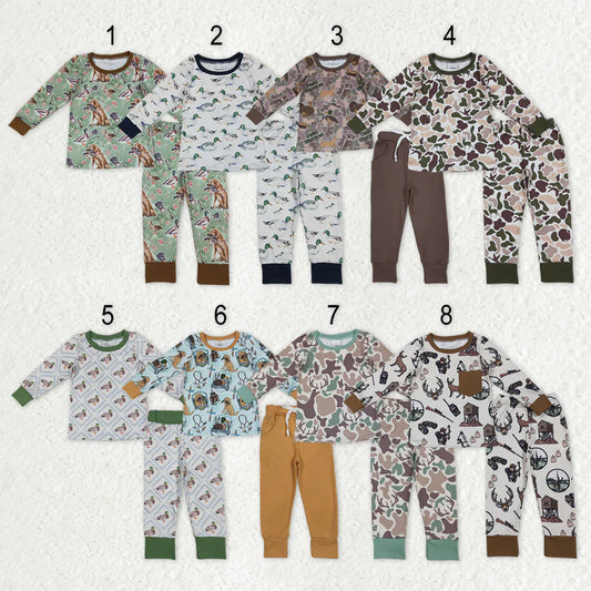 Sibling Baby Boys Hunting  Camo Duck Deet Long Sleeve Pajama Set