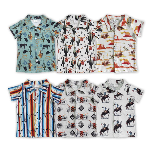 Summer Toddler Boys Western Short Sleeve Shirt Top