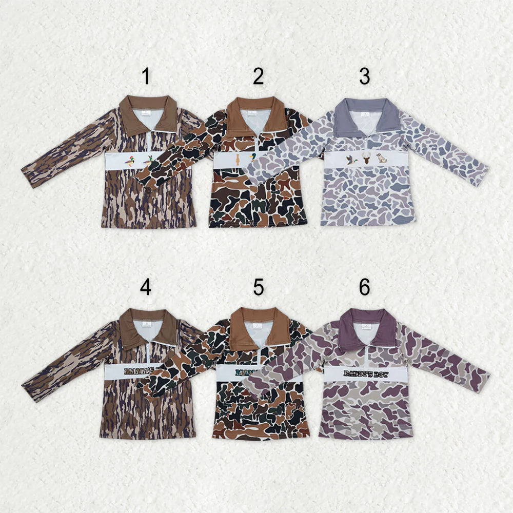 Sibling Baby Boys Long Sleeves  Camo Hunting Half Zipper Pullovers Top