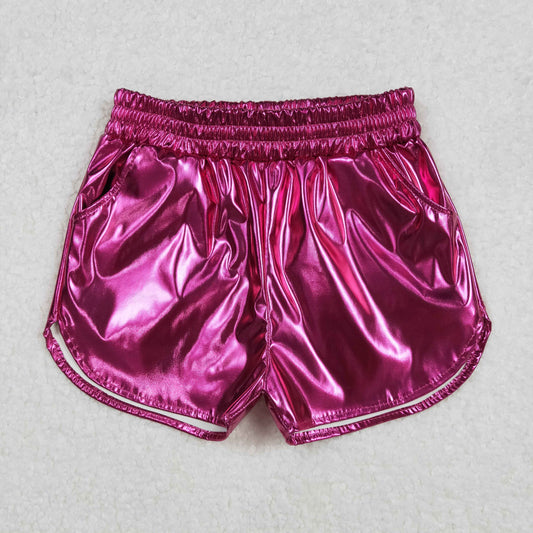 Baby Girls Hot Pink Leather Shorts