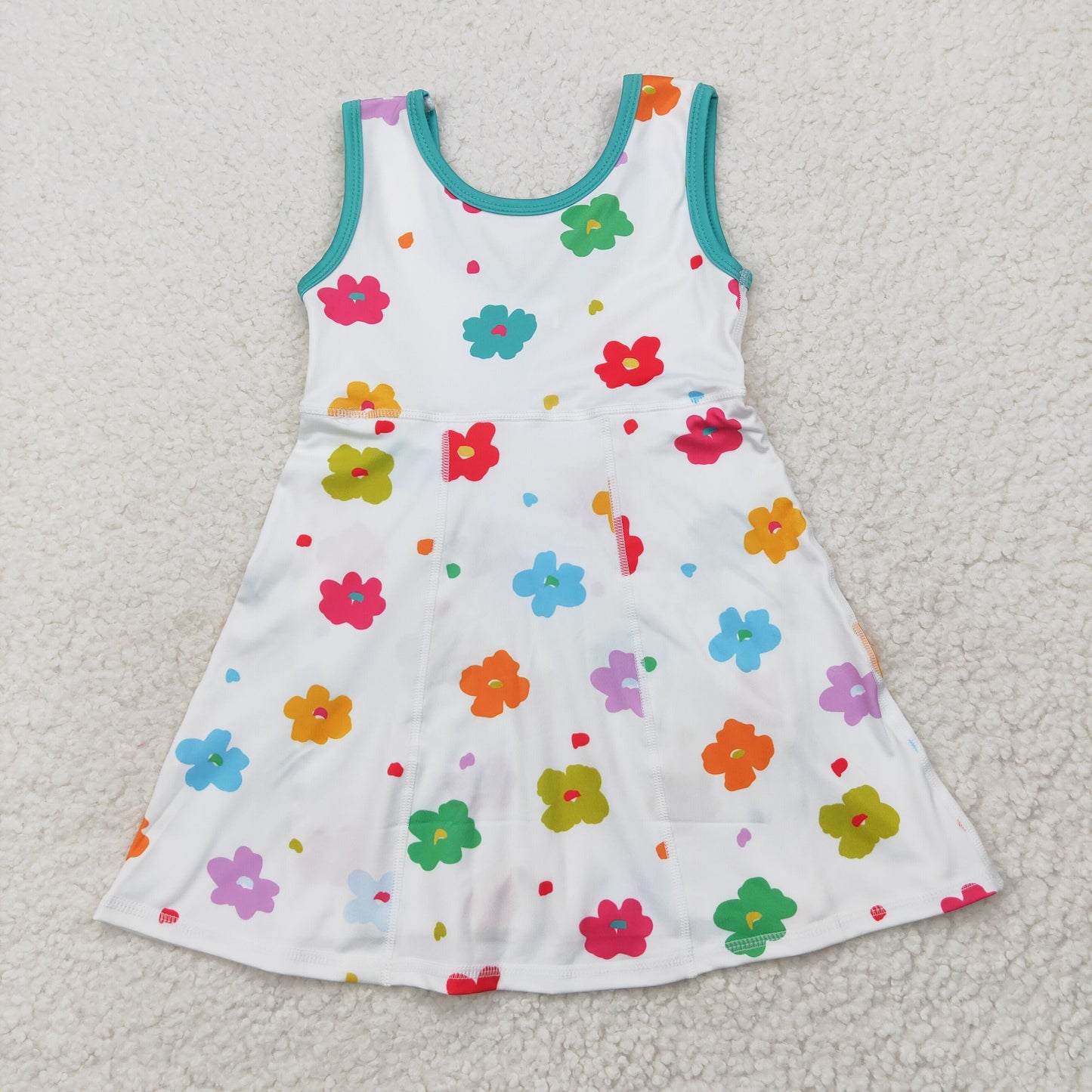 GSD2346 Baby Girls Colorful Flowers Sleeveless Yoga Dress