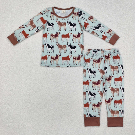 Baby Boys Cow Print Long Sleeve Pajama Set