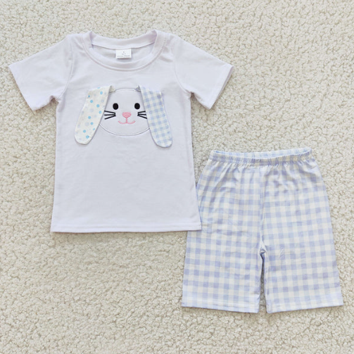 Sibling Baby Kids Short Sleeves Embroidery Bunny Easter Set Dress And Romper