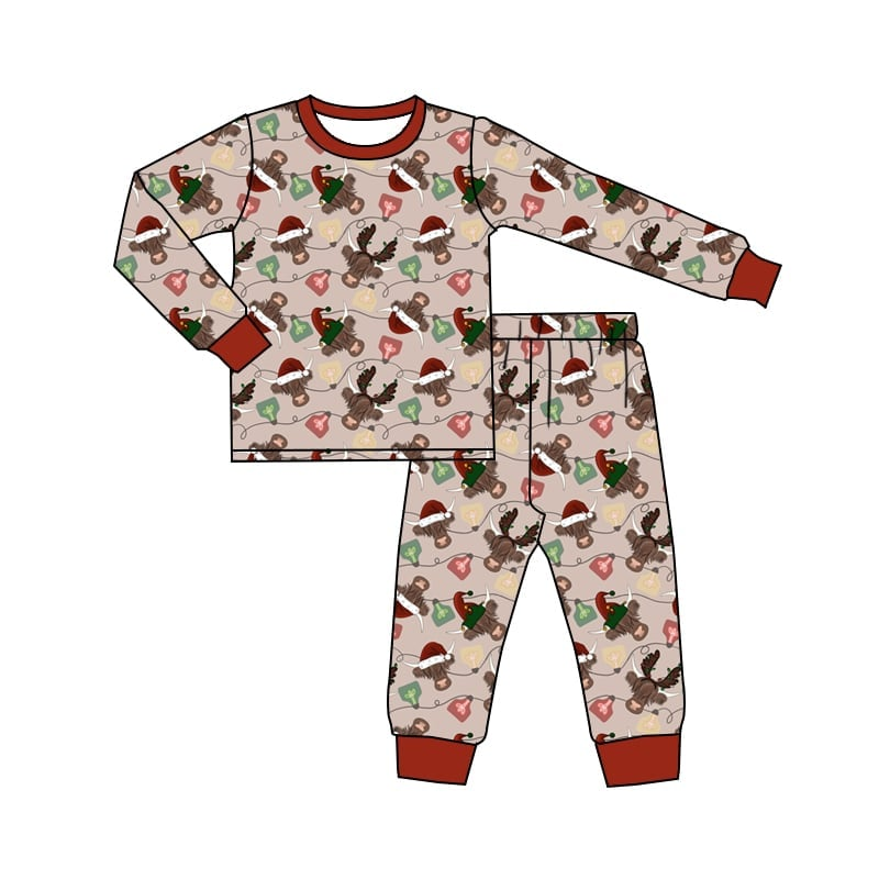 Baby Boys Highland Cow Christmas Pajama Set 5 MOQ Preorder