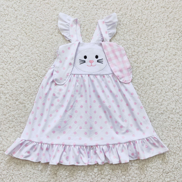 Sibling Baby Kids Short Sleeves Embroidery Bunny Easter Set Dress And Romper