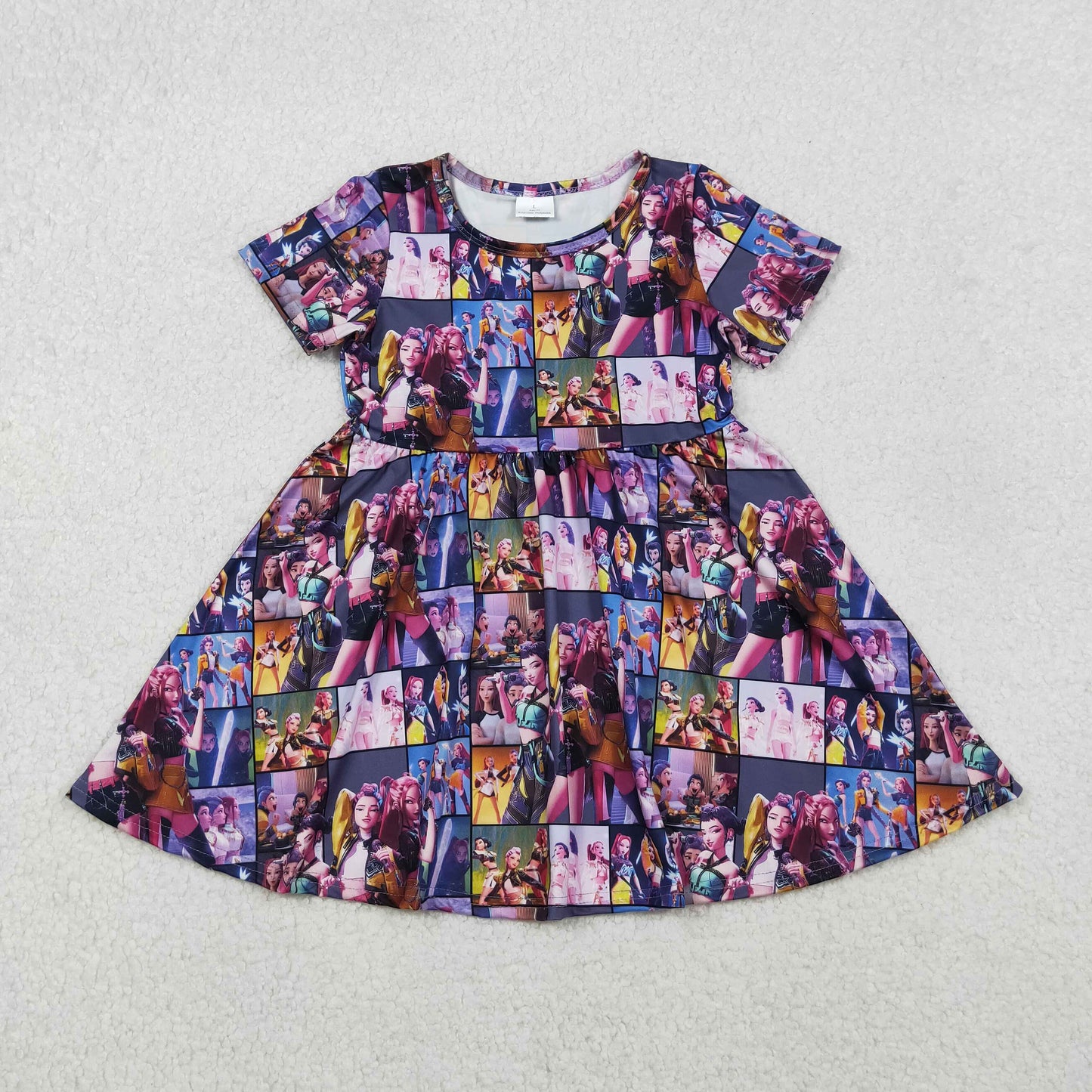 GSD2918  Movies Cartoon Girls Short Sleeve Dress