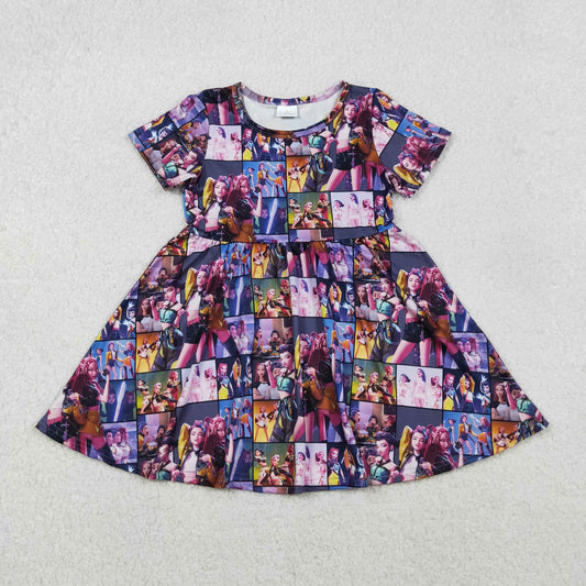 GSD2918  Movies Cartoon Girls Short Sleeve Dress