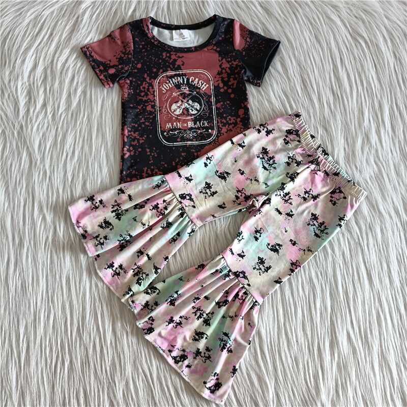 Baby Girls guitar Bell Bototm Pants Set On Sale