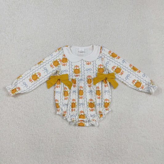 Baby Girls  Pumpkin Long Sleeve Romper