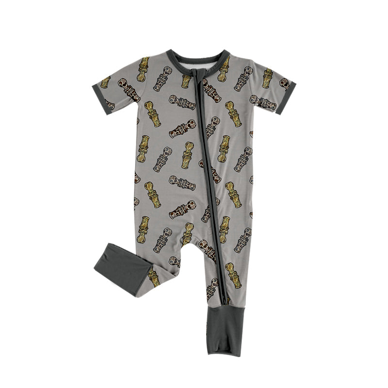 3 MOQ Baby Boys Duck Call Short Sleeve Zip Romper Pre-oreder