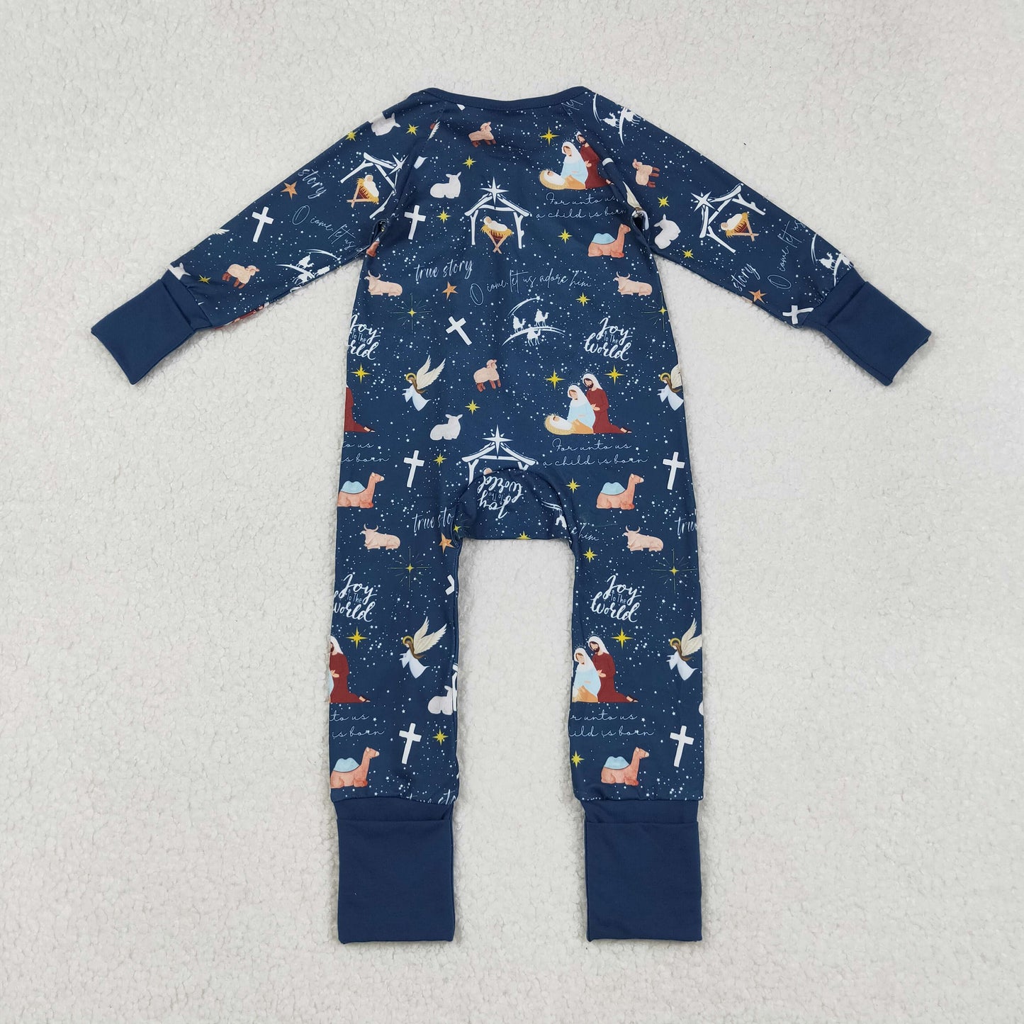 LR2504 Baby Bethlehem Long Sleeve Footied Romper With Zippy
