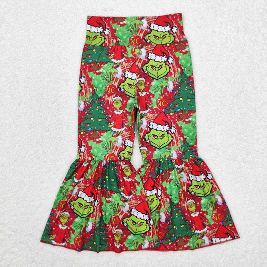 Toddler Baby Girls Chrismtmas Green Face Bell Bottom Pants