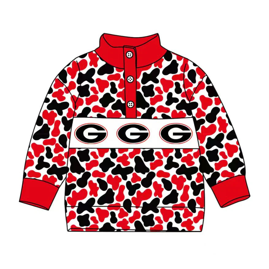 Preorder , 5 MOQ Baby Boys G Red Camo Pullover Top
