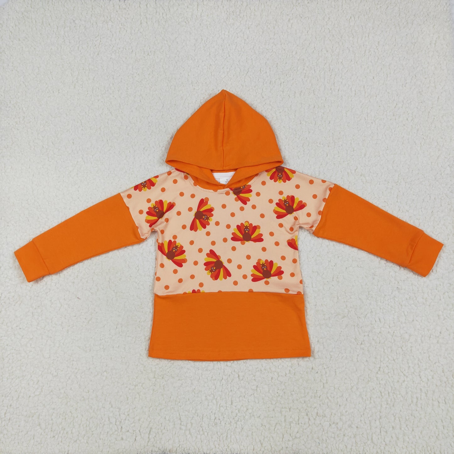 BT1247 Baby Boys Thankgiving Turkey Long Sleeve Hoodie Top