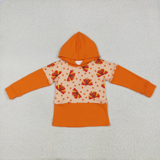 BT1247 Baby Boys Thankgiving Turkey Long Sleeve Hoodie Top
