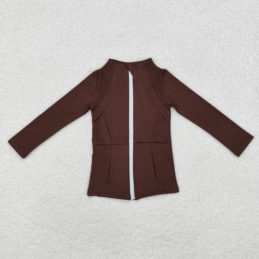 Baby Girls Brown Zip Pocket Yoga Active Wear Jackets