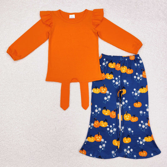 GLP1719 Baby Girls Orange Top Pumpkin Pants Outfit