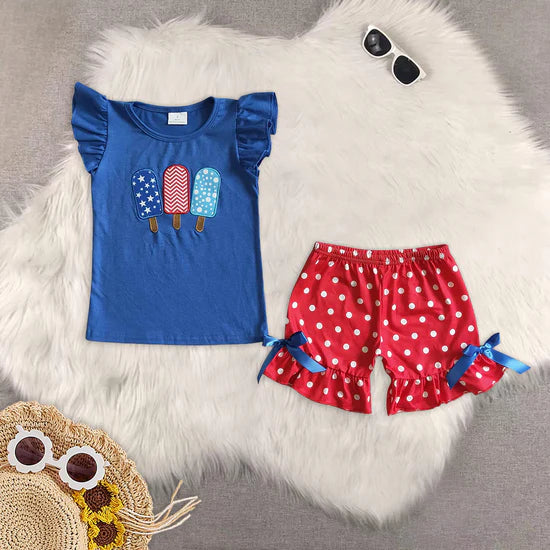 Toddler Baby Girls Sibling July 4th Summer Shorts Set