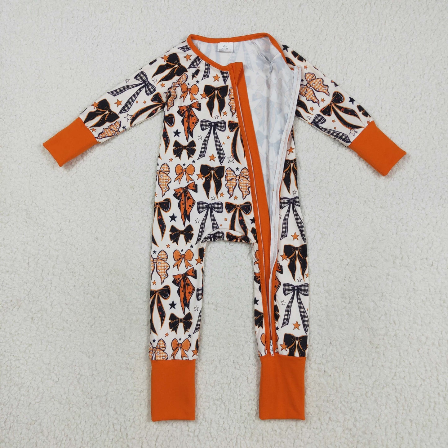 LR2409 Baby Girls halloween Bow Long Sleeve Romper