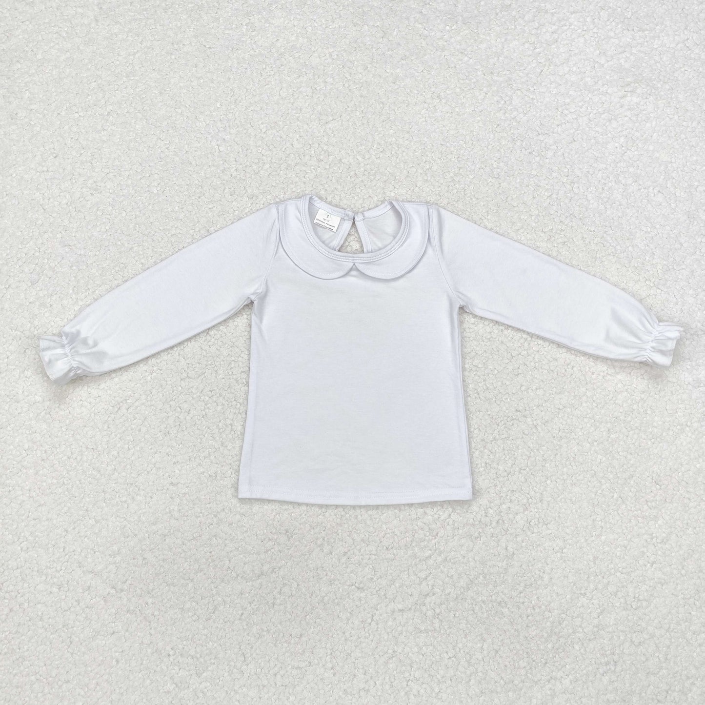 Baby Girls White Color Peter Pan Collard Top