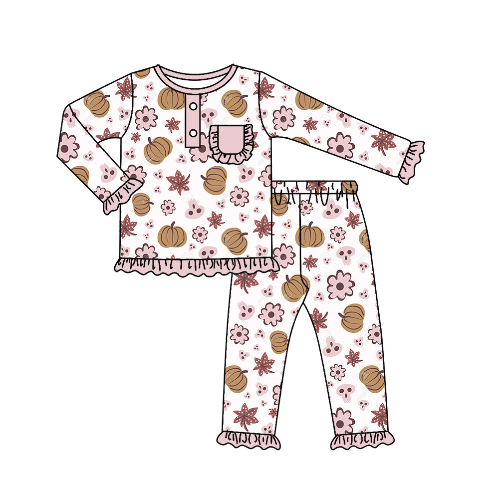 Baby Girls  Pumpkin Flower Pajama Set Pre-order 3 MOQ