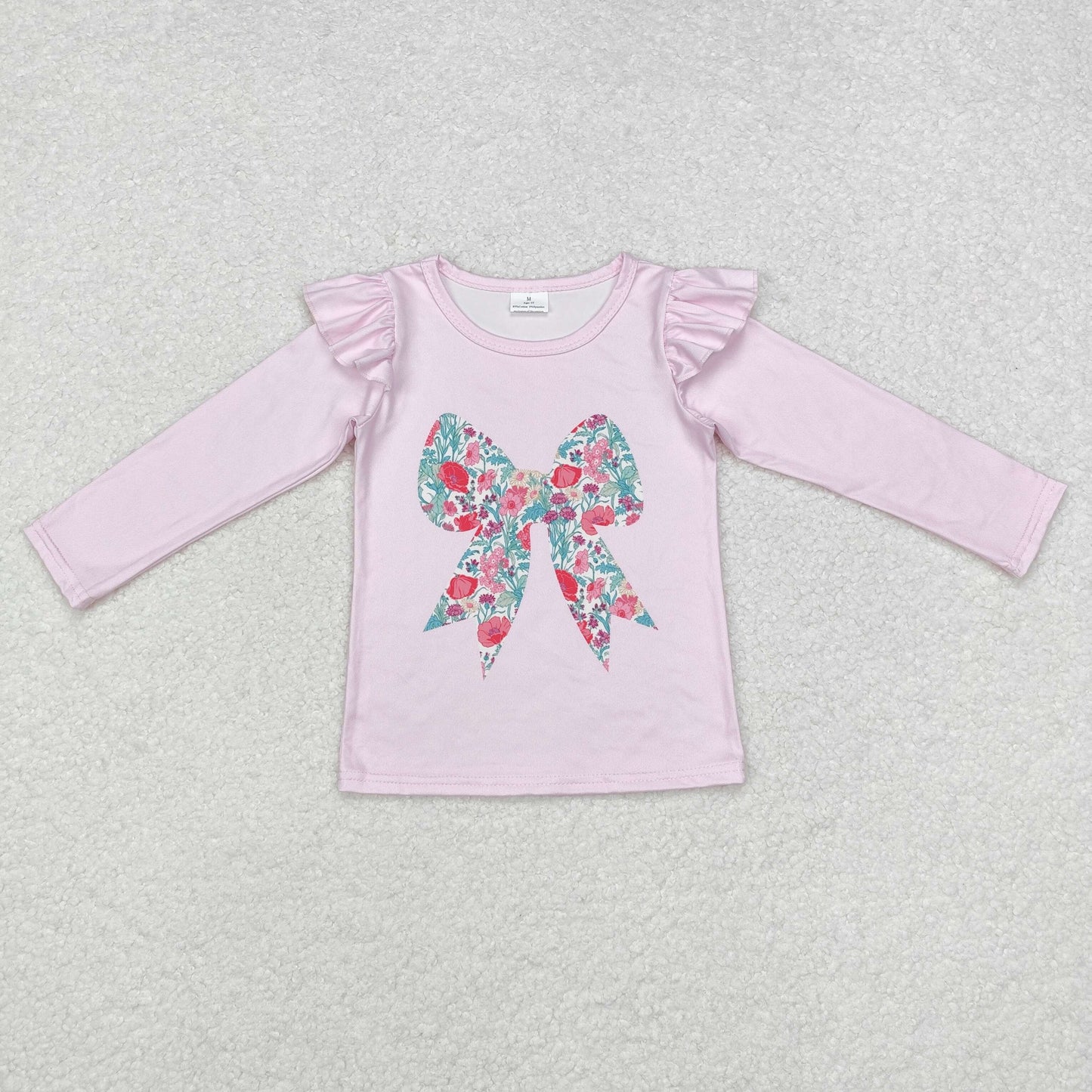 Baby Girls Floral Bow Pink Long Sleeve Top