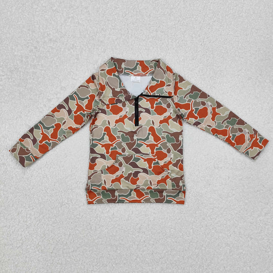 Toddler Boys Camo Cow Long Sleeve Pullover Top