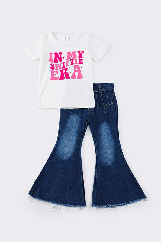 GSPO1565 Baby Girls In My Swiftie  Era Singer Top Blue Denim Pants Outfit