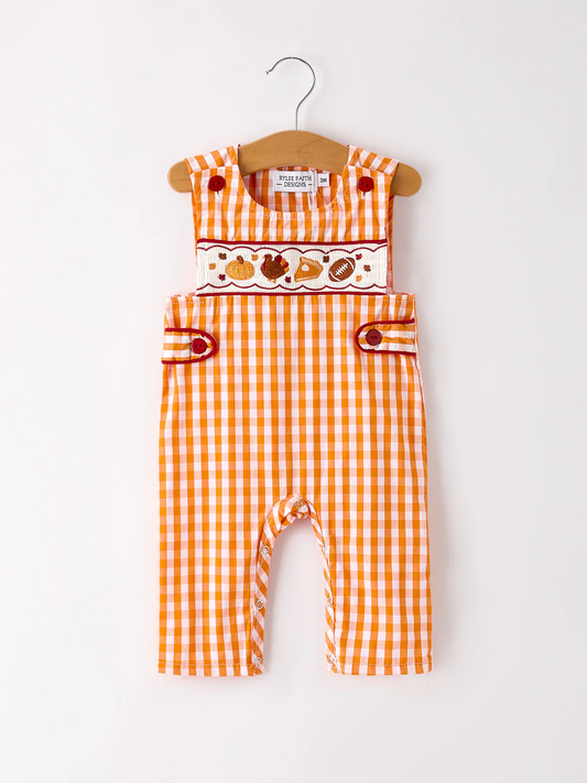 Preorder Baby Boys Thanksgiving Gingham Sleeveless Romper 5 MOQ