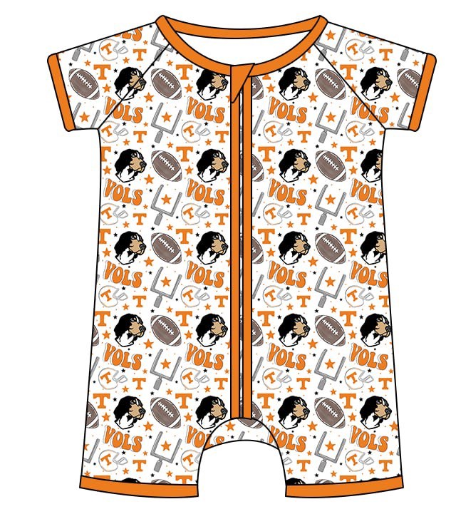 Baby Boys Sport Team T Vols Short Sleeve Zipper Romper Preorder 3 MOQ