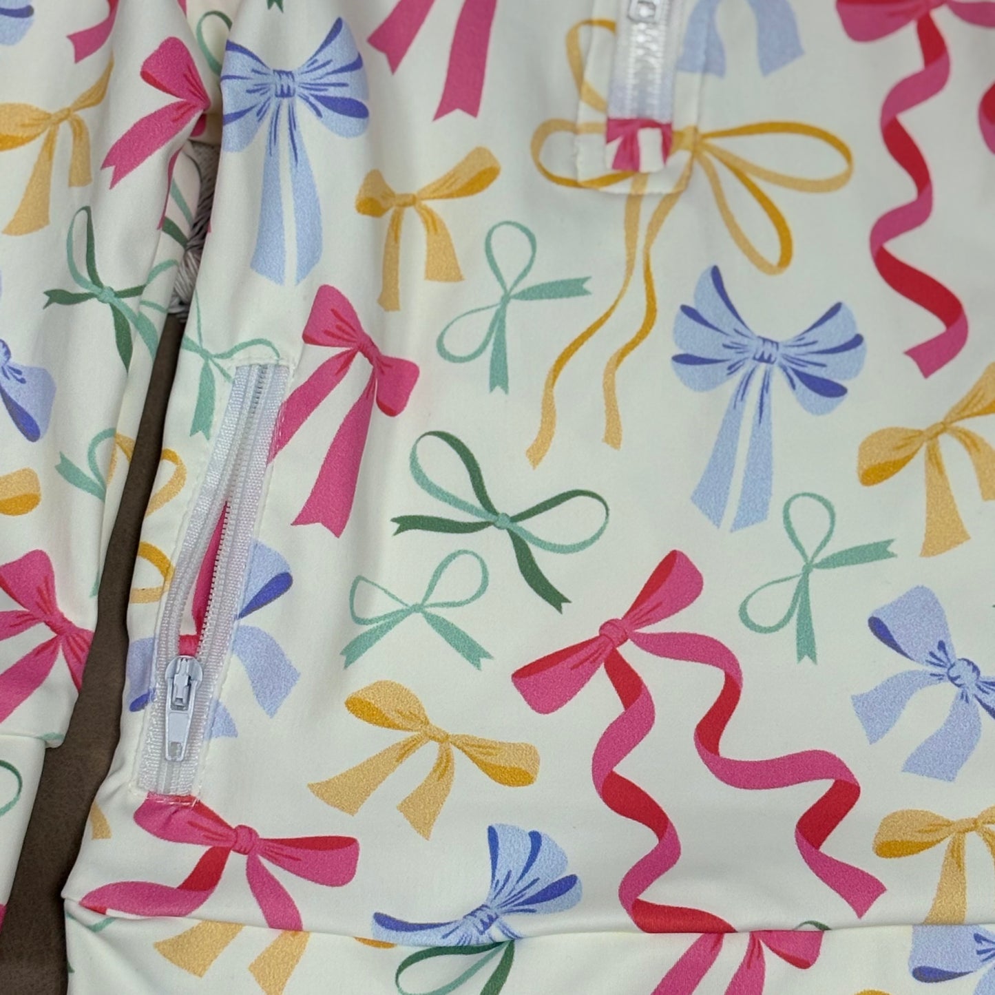 Sibling Toddler Girls Bow Floral Camo Long Sleeve Zipy Active Yoga Top With Pocket