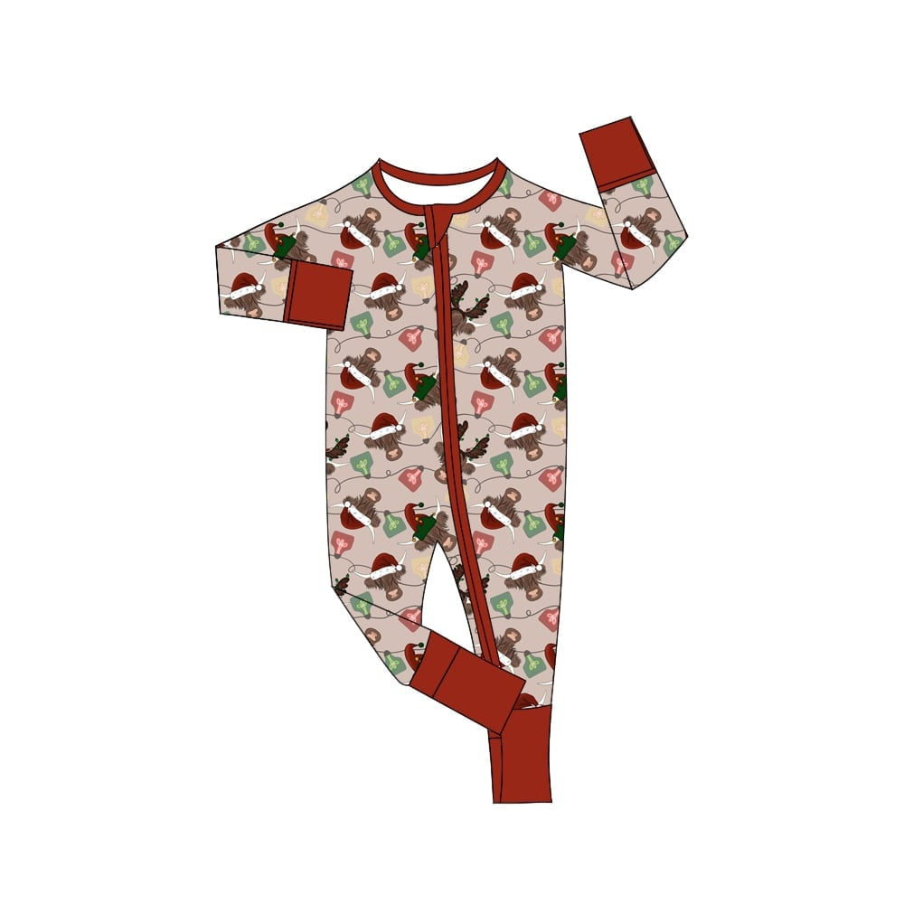 Baby Boys Christmas Highland Cow Romper Preorder 5 MOQ