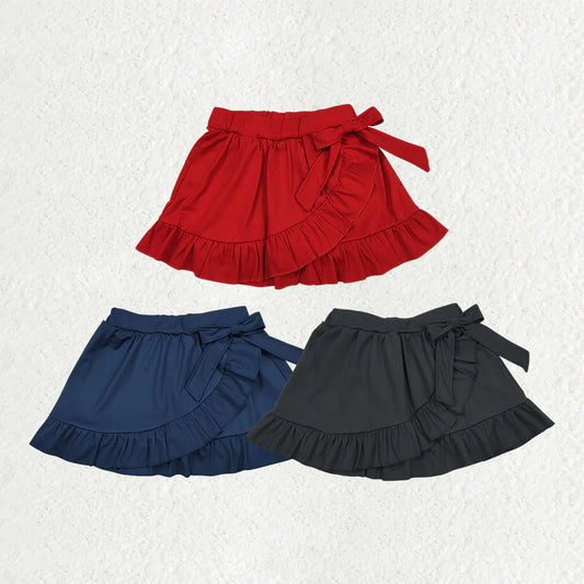 Sibling Baby Girls Solid Color Active Skort With Ruffle and Bow