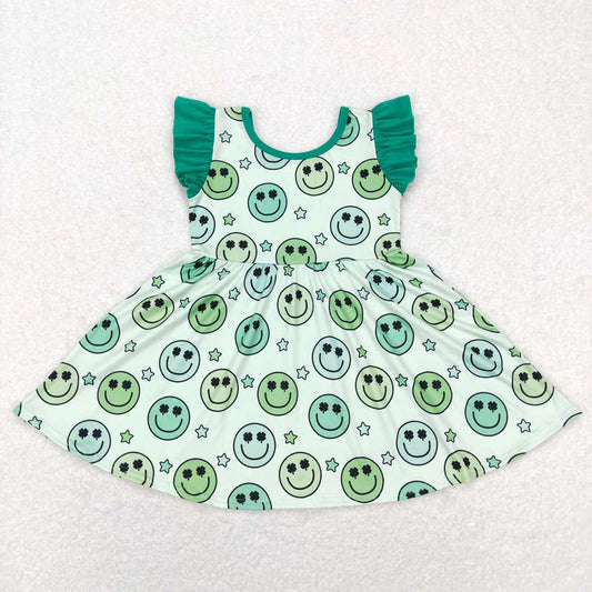 Baby Girls St Patrick Day Smile Green Knee Length Dresses